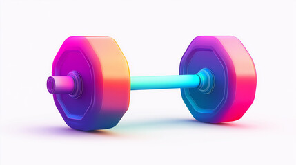 Obraz premium A colorful dumbbell with hexagonal weights on a white background studio shot