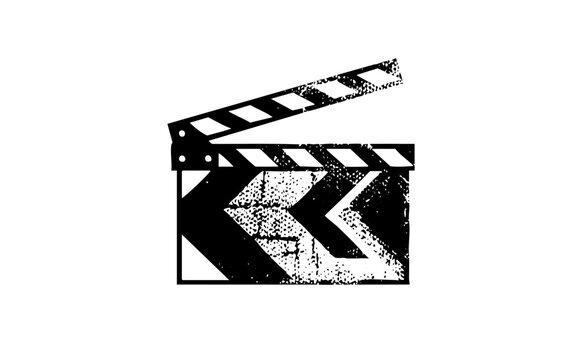 Vector Distressed film clapperboard with open flap