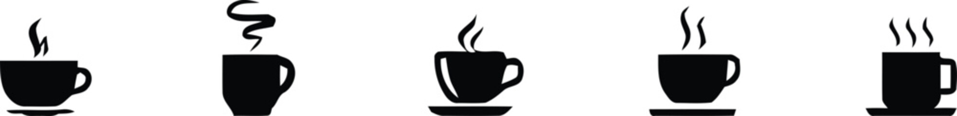 Fork knife and spoon vector illustration with simple icons related to hot drinks and breakfast