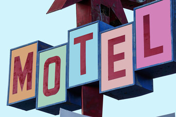 Old retro vintage motel sign