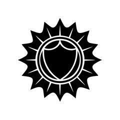 Emblematic Shield and Sunburst Design for Protection and Resilience Symbolizing Strength