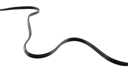 Black wire cable of usb and adapter isolated on white background.