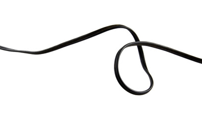 Black wire cable of usb and adapter isolated on white background.
