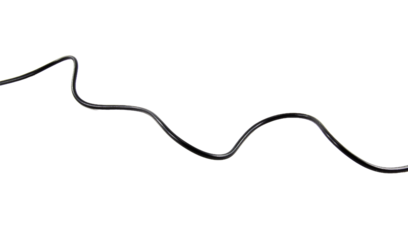 Black wire cable of usb and adapter isolated on white background.