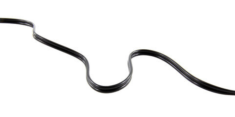 Black wire cable of usb and adapter isolated on white background.