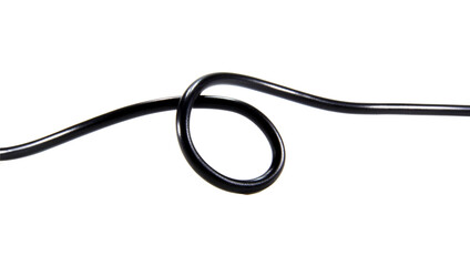 Black wire cable of usb and adapter isolated on white background.