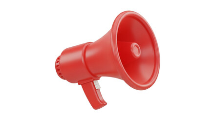 Red megaphone communication equipment with a clean design for modern message promotion and information dissemination on a simple background