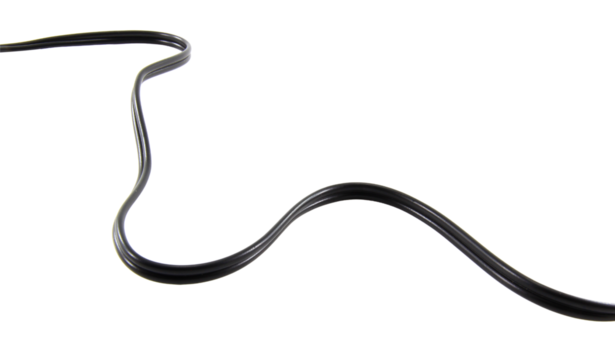 Black wire cable of usb and adapter isolated on white background.