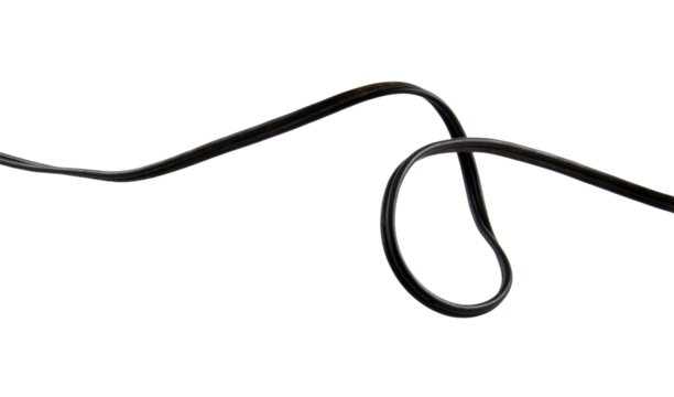 Black wire cable of usb and adapter isolated on white background.