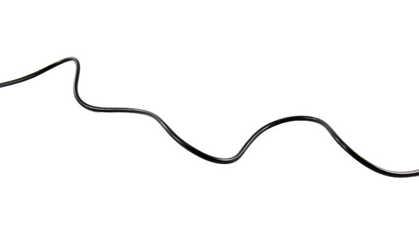 Black wire cable of usb and adapter isolated on white background.