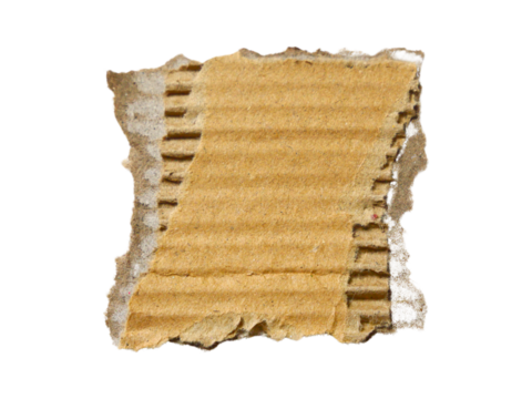 Pieces of torn or cut brown cardboard isolated design element on transparent background.