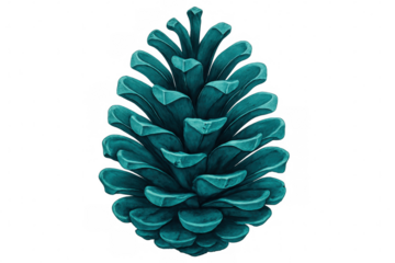 Turquoise pine cone with spreading scales, isolated on transparent backdrop, highlighting botanical intricacy for design projects
