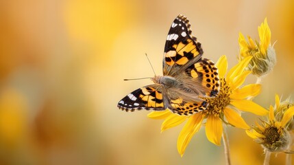 Obraz premium Orange-tip butterfly resting on a yellow flower.