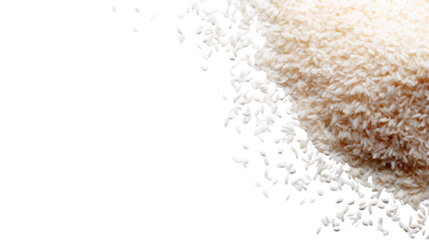 A pile of uncooked white rice against a black background, ideal for culinary and food-related projects.