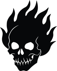 fire flaming skull isolated silhouette vector icon