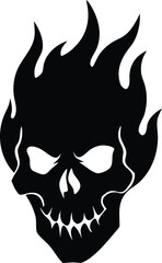 fire flaming skull silhouette vector