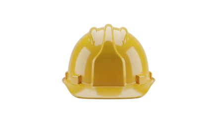 Yellow hard hat on white background symbolizing construction and safety protocols in various professional environments