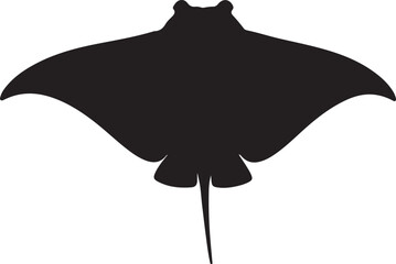  Bat ray fish in silhouette white background. © Sundas