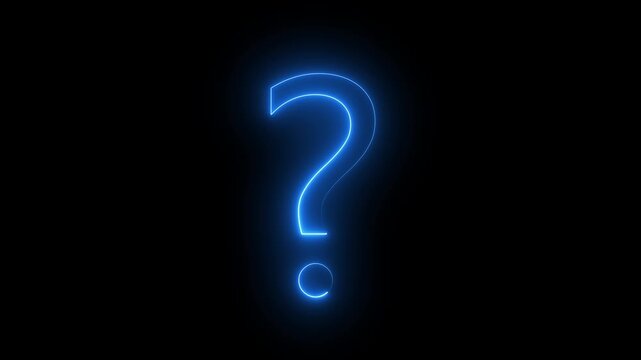 A futuristic glowing question mark with a sci-fi neon light effect. Full HD. 4K