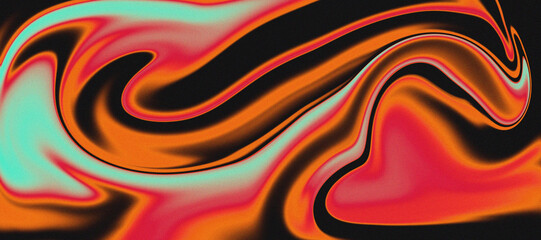 Abstract Grainy Gradient Background. Dynamic Abstract Liquid Marbled Background in Orange, Red, and Turquoise