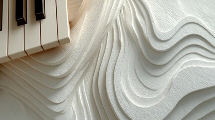 White piano keys over textured white surface