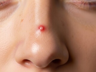 close up of acne on a woman's nose