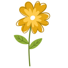 Fototapeta premium Cute beautiful butterfly petal yellow flower cartoon illustration