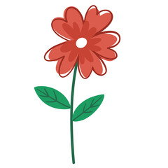 Simple Red Flower Sticker Illustration Design
