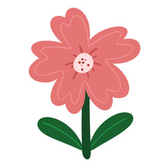 cartoon drawing of big pink flower flat colored illustration art