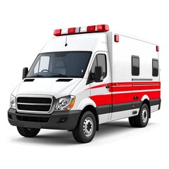 Red and white emergency medical vehicle on white background
