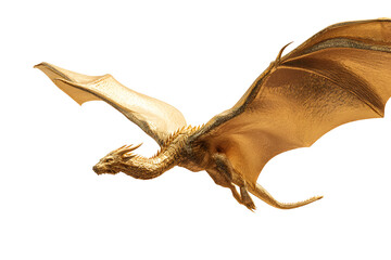 Naklejka premium A golden dragon with shimmering scales and majestic wings flying