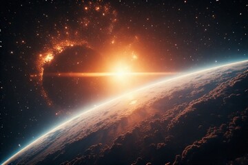 sunrise in space  planet