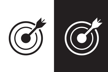 Target solid and thin line web icon Vector illustration set