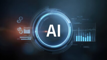 Obraz premium AI interface for future business technology, an innovation concept. Digital background with data analytic information. futuristic intelligent design with glowing charts