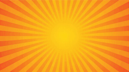Fototapeta premium Orange sunburst abstract background with radiant rays vector illustration
