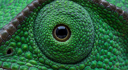 Obraz premium Close-Up of Chameleon's Eye and Scaly Skin.