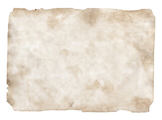 overlay effect. empty old vintage brown paper background with a stained and distressed texture. The torn and aged edges provide a unique and classic design element. PNG file