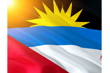 Close-up of Antigua and Barbuda Flag’s Sunburst Emblem, Transparent Background