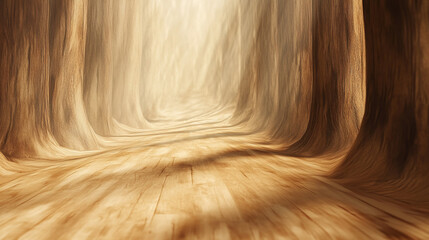 Obraz premium Wooden tunnel path light shining through