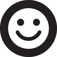 Silhouette vector of a happy face emoji, perfect for expressing joy, positivity, and friendly emotions.