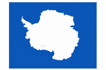 Flat Antarctica Flag Illustration with Clean Continent Shape, Transparent Background