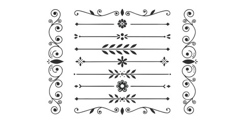 Stylish ornamental line dividers, classic flourish separators, vintage border designs, artistic embellishments, and whimsical decorative elements for creative design projects – vector illustration.