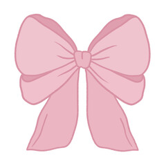 cartoon drawing of pink cute coquette ribbon hand drawn isolated illustration
