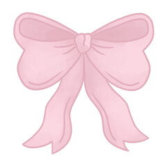 hand drawn cute pink coquette bow ribbon cartoon doodle illustration art