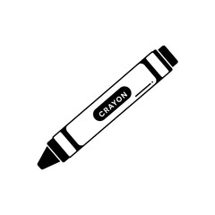 Monochrome Crayon Icon: A clean, graphic monochrome depiction of a classic crayon, perfect for illustrating creativity and education. 