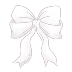 hand drawn drawing of cute white coquette style bow watercolor doodle art