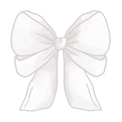 cute cartoon white coquette style ribbon watercolor hand drawn illustration