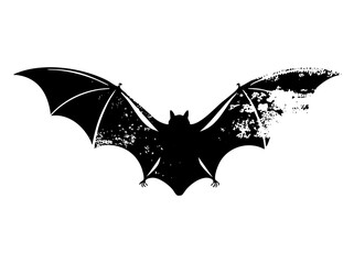 Fototapeta premium Vector Black bat with distressed wings spreads its form.