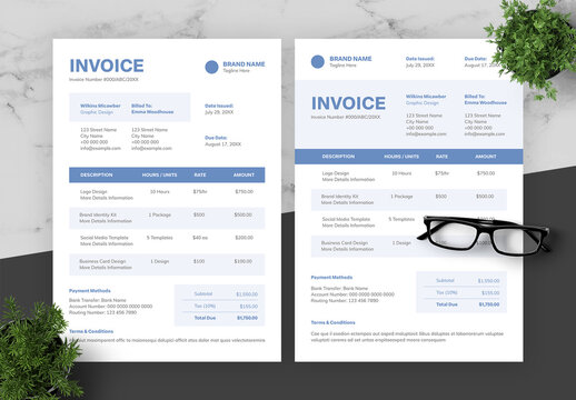 Blue And Black Invoice
