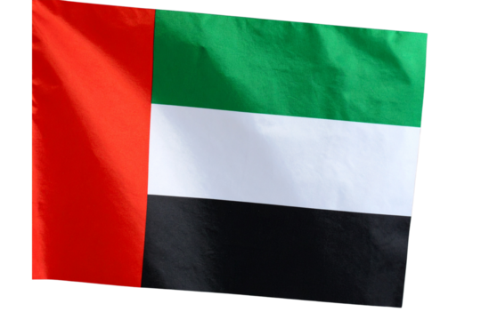 Close-up of UAE Flag’s Red Vertical Bar and Color Stripes, Transparent Background - Powered by Adobe